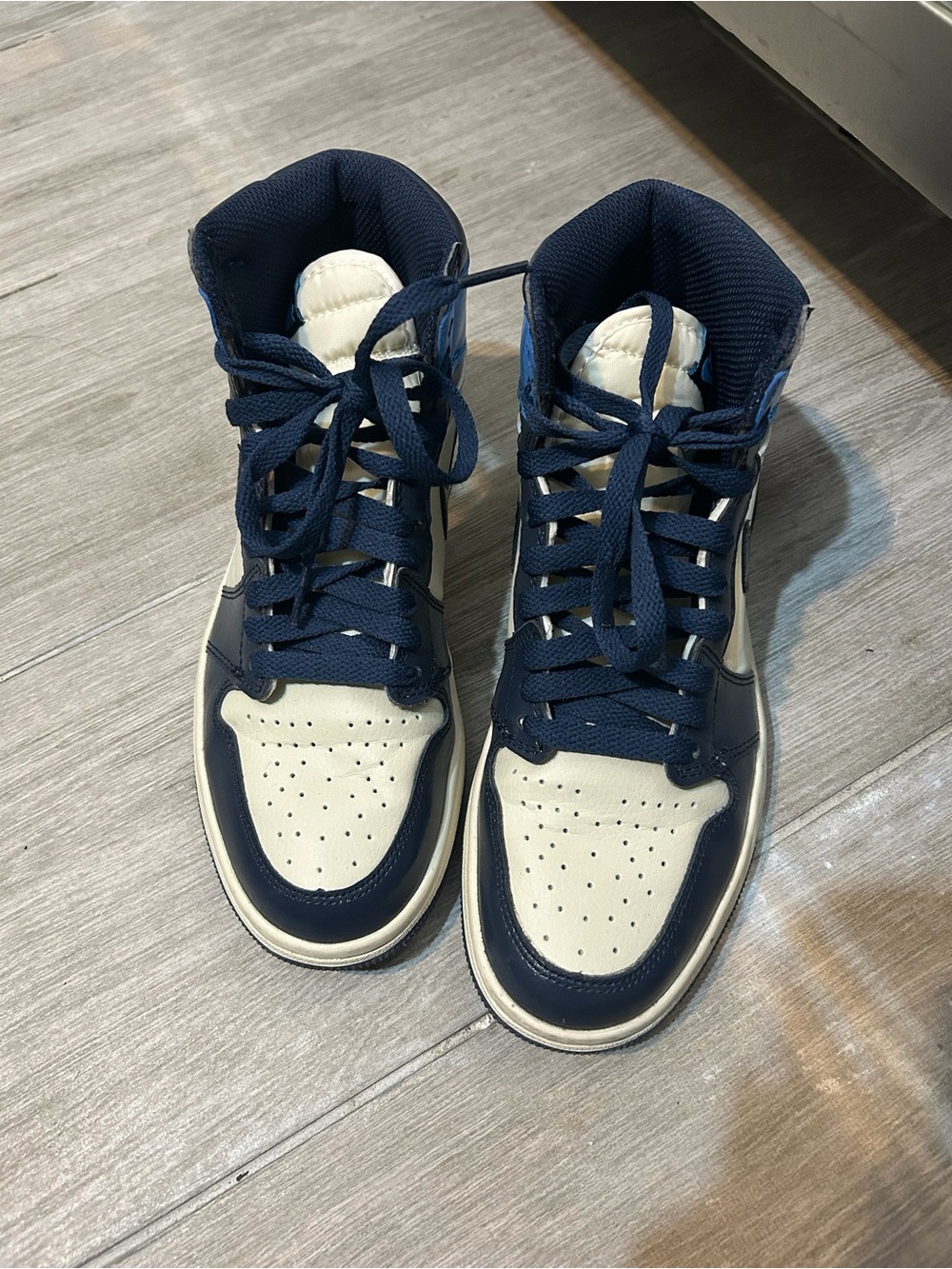 Nike High-Top Sneakers in Navy and Cream